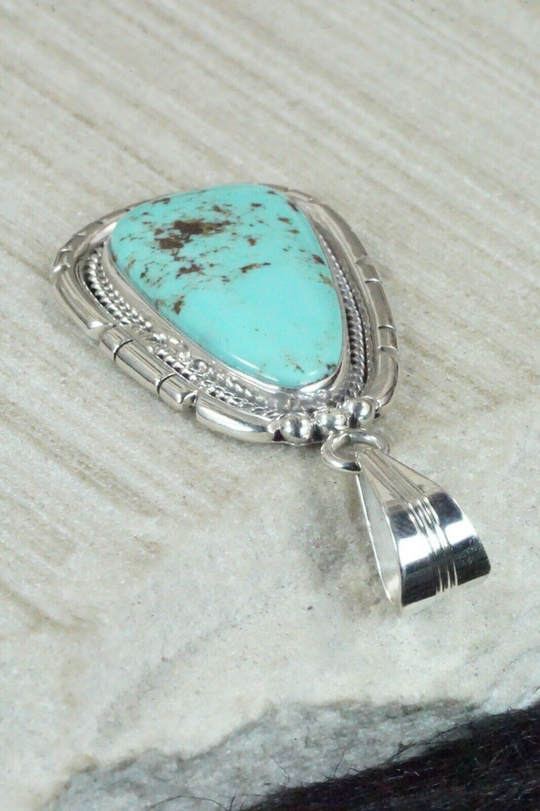 Turquoise and Sterling Silver Pendant - Samuel Yellowhair