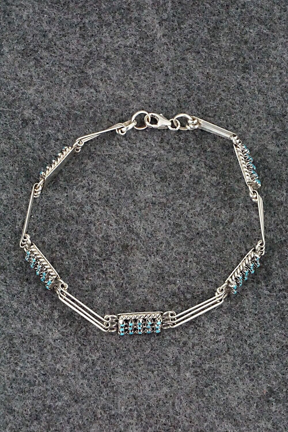 Turquoise & Sterling Silver Link Bracelet - Justin Amesoli