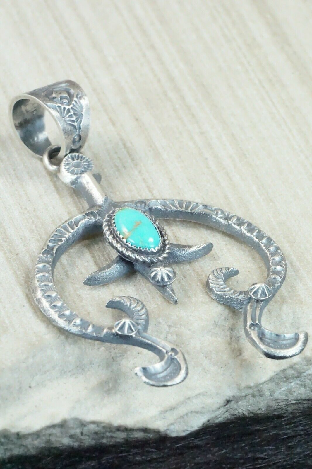 Turquoise and Sterling Silver Pendant - Eva & Linberg Billah - High Lonesome Trading