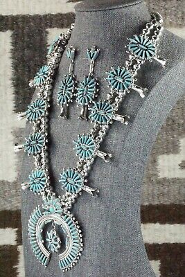 Turquoise & Sterling Silver Squash Blossom Set - Lance and Cordelia Waatsa - High Lonesome Trading