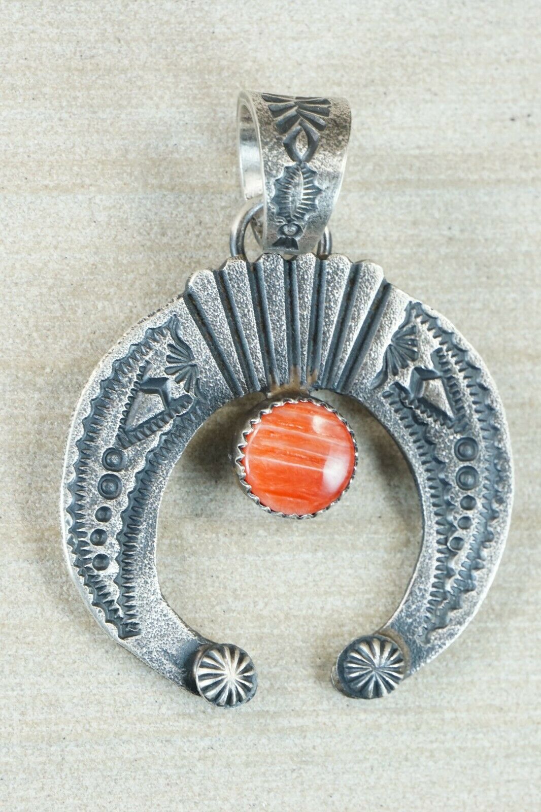 Navajo Spiny Oyster and Sterling Silver Pendant - Kevin Billah