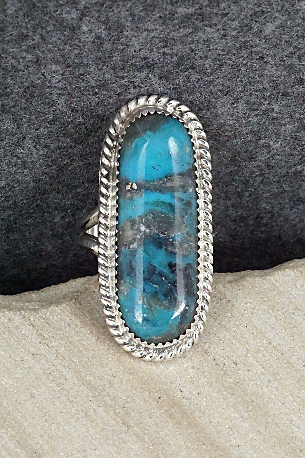 Turquoise & Sterling Silver Ring - Leslie Nez - Size 9