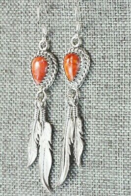 Spiny Oyster & Sterling Silver Earrings - Adalarae Yazzie