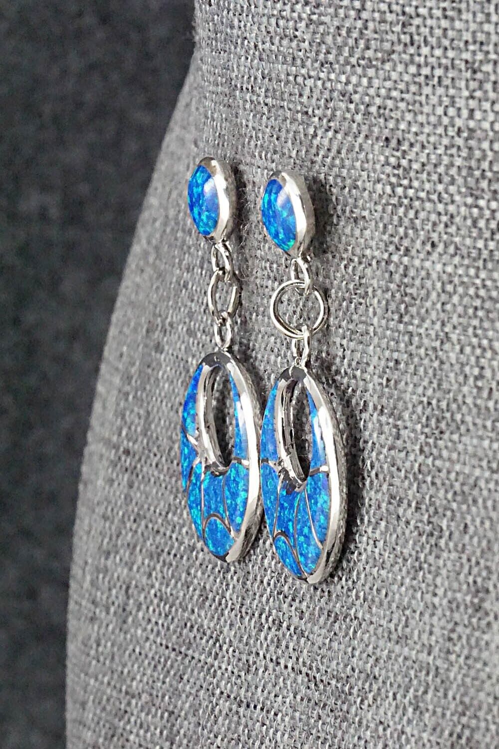 Opalite & Sterling Silver Inlay Earrings - Delorna Lahi