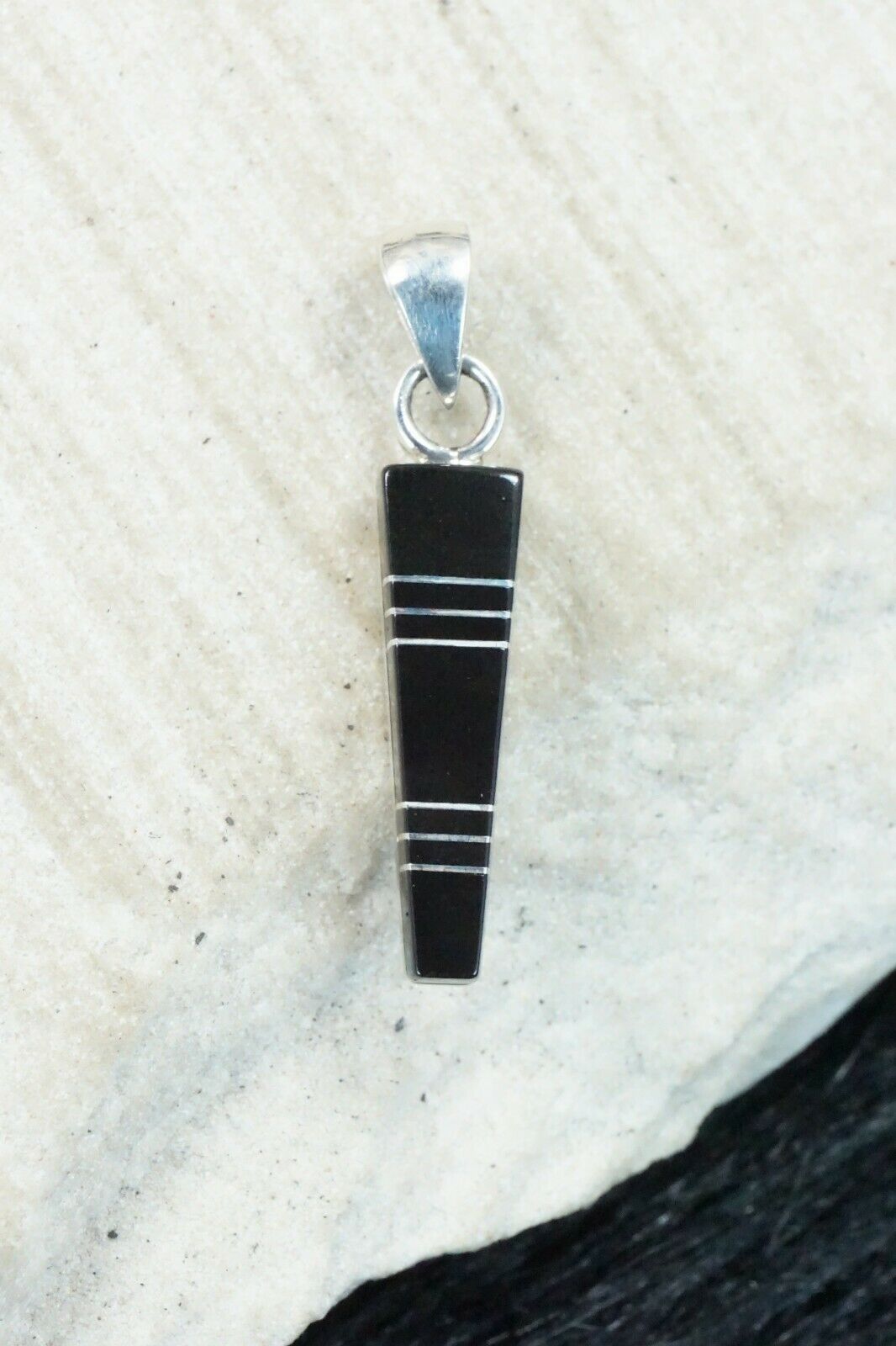 Onyx & Sterling Silver Pendant - MaDarrel Kallestewa