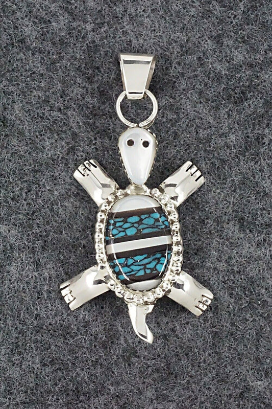 Multi Stone & Sterling Silver Inlay Pendant - Wayne Haloo
