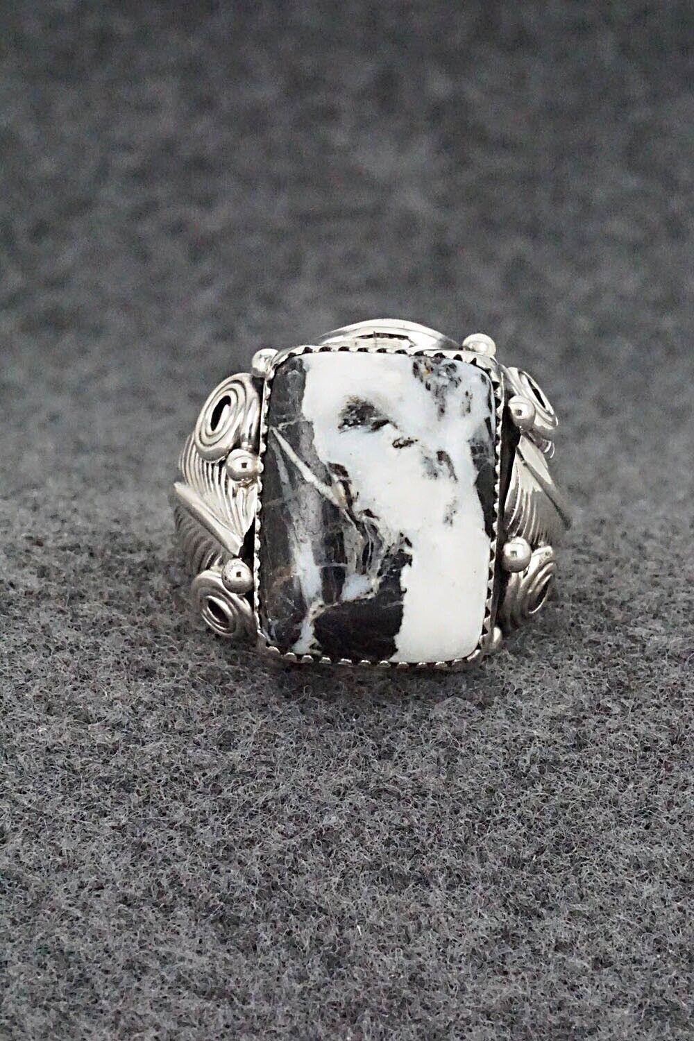 White Buffalo & Sterling Silver Ring - Darrell Morgan - Size 11