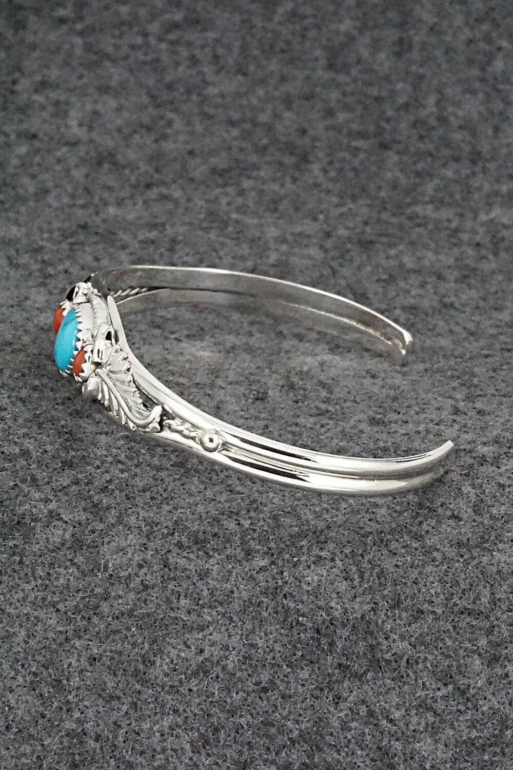 Turquoise, Coral & Sterling Silver Bracelet - Alice Rose Saunders