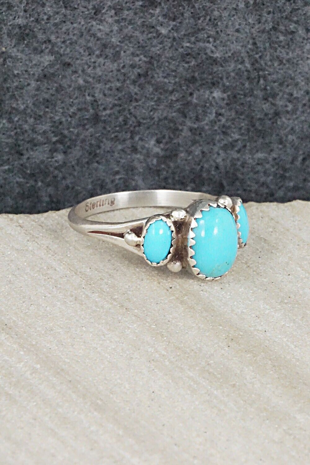 Turquoise & Sterling Silver Ring - Freda Martinez - Size 7.25
