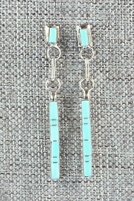 Turquoise & Sterling Silver Earrings - Roland Natachu