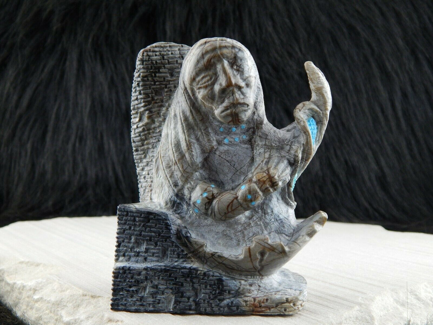 Medicine Man Zuni Fetish Carving - Herbert Him - High Lonesome Trading