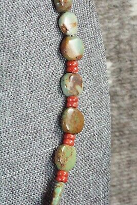Turquoise, Coral & Sterling Silver Necklace - Navajo