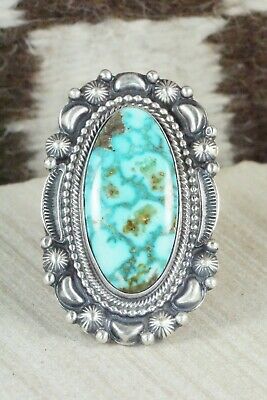 Turquoise & Sterling Silver Ring - Tom Lewis - Size 8.5