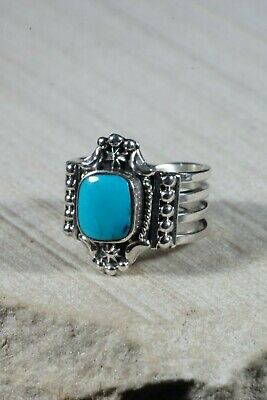Navajo Turquoise and Sterling Silver Ring - Daniel Benally - Size 7.75 - High Lonesome Trading