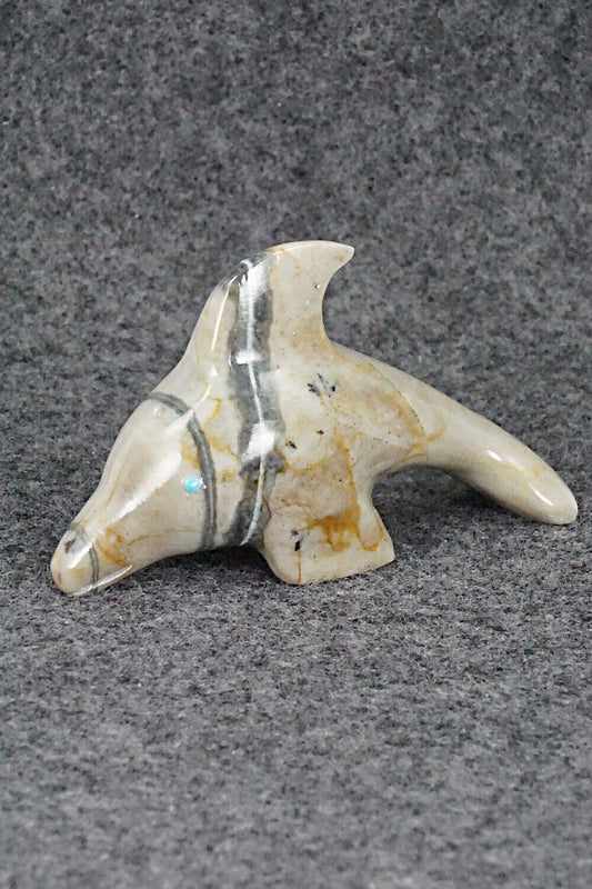 Dolphin Zuni Fetish Carving - Shannon Calavaza