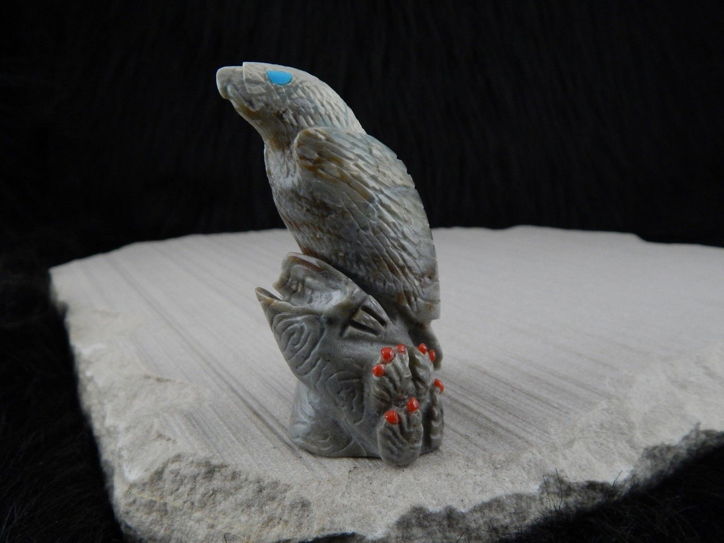 Eagle Zuni Fetish Carving - Ben Kaamasee - High Lonesome Trading