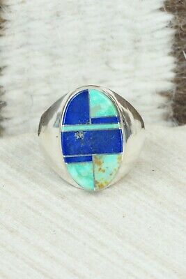 Turquoise & Sterling Silver Inlay Ring - Wilbert Gray - Size 10