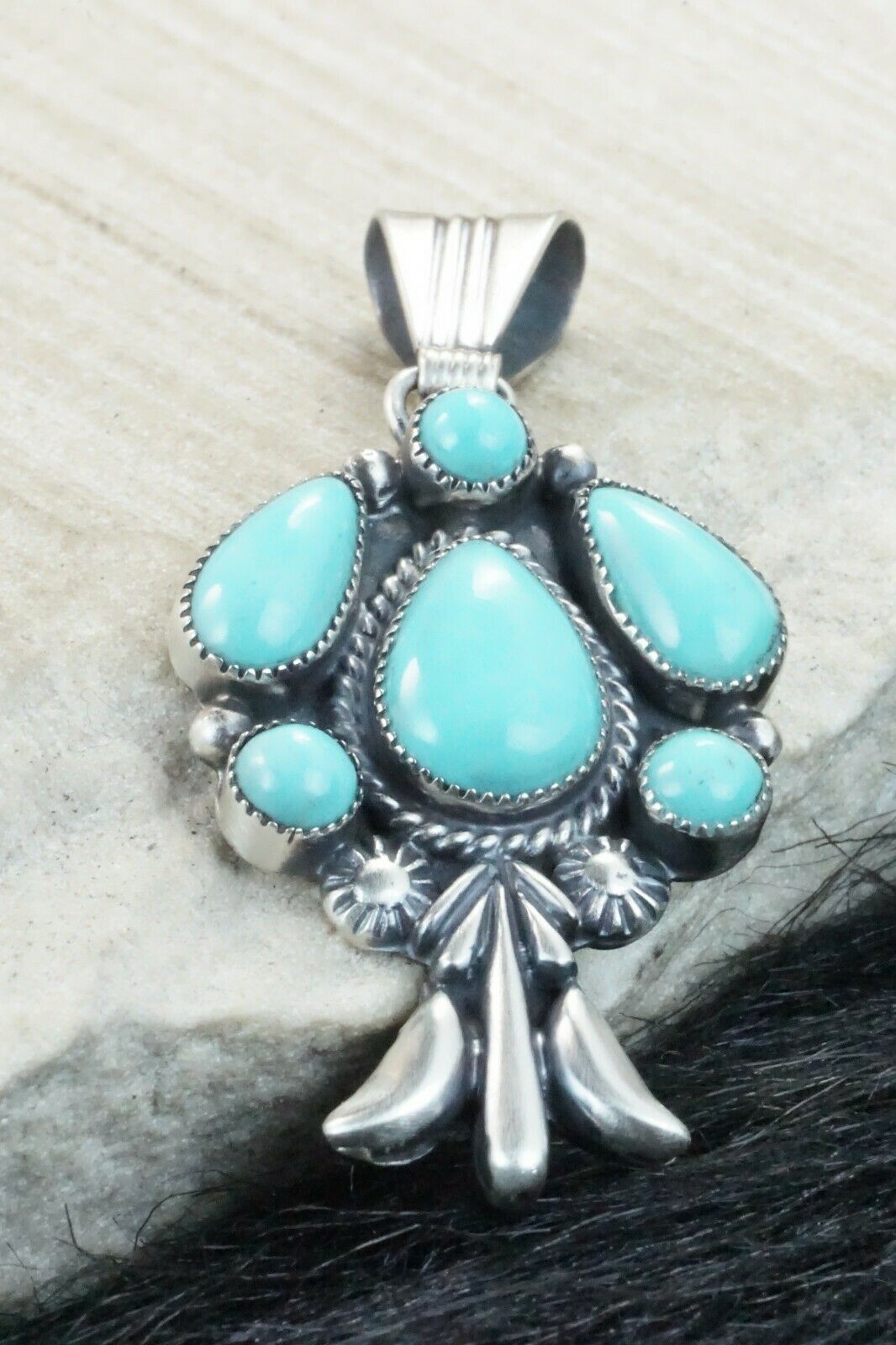 Turquoise and Sterling Silver Pendant - Bobby Platero