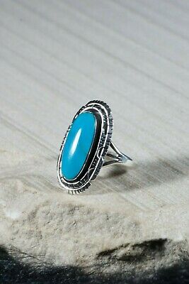 Navajo Turquoise and Sterling Silver Ring - Andrew Vandever - Size 8.5 - High Lonesome Trading