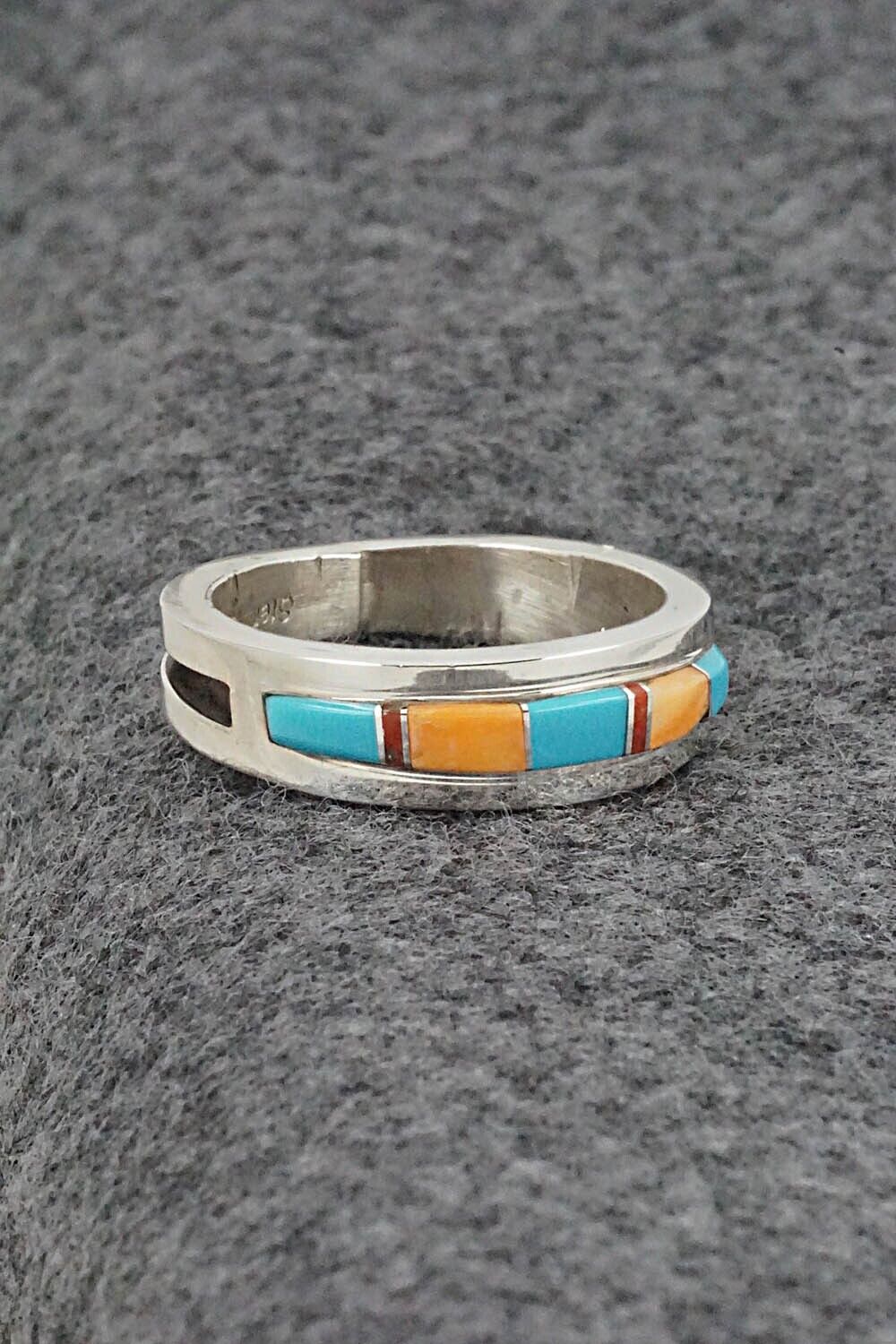 Multi-Stone & Sterling Silver Inlay Ring - Wilbert Muskett Jr.- Size 9.25