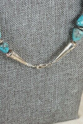 Navajo Turquoise, Spiny Oyster & Sterling Silver Necklace - Native American