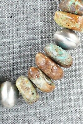 Turquoise & Sterling Silver Navajo Pearl Necklace - Doreen Jake