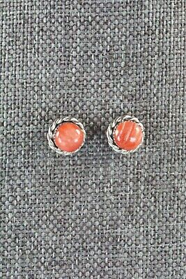 Spiny Oyster and Sterling Silver Earrings - LeAnder Cachini - High Lonesome Trading