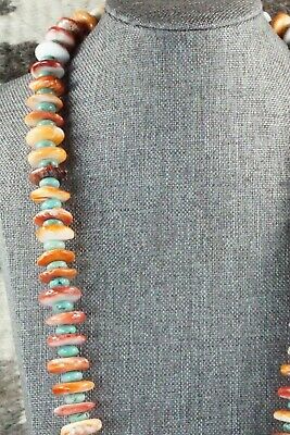 Spiny Oyster, Turquoise & Sterling Silver Necklace - Navajo