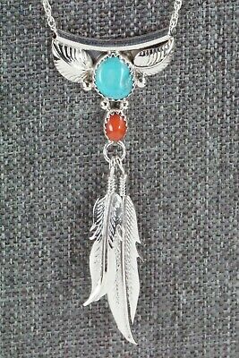 Turquoise, Coral & Sterling Silver Necklace - Sharon McCarthy - High Lonesome Trading