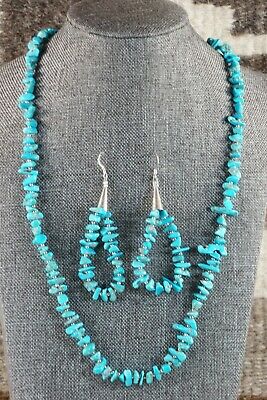 Turquoise and Sterling Silver Necklace and Earrings - Victoria Calladitto