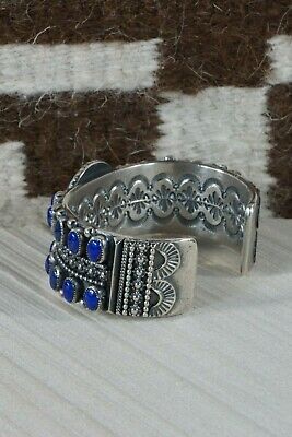 Navajo Lapis & Sterling Silver Bracelet - Myron Etsitty - High Lonesome Trading
