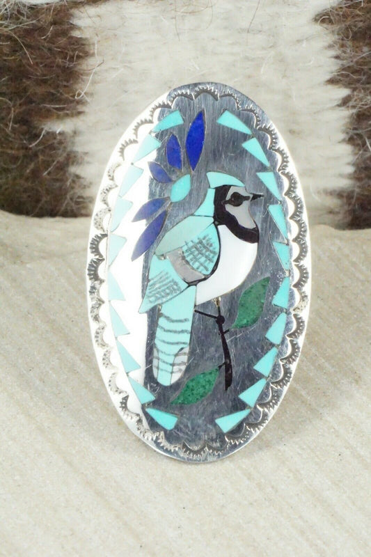 Inlay Turquoise & Sterling Silver Ring - Quintin Quam - Size 6.75