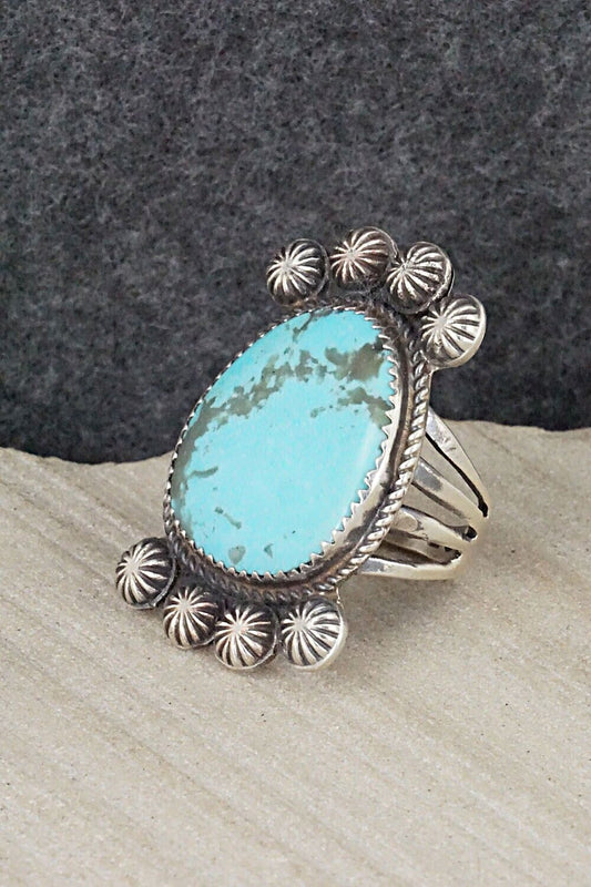 Turquoise and Sterling Silver Ring - Martha Cayatineto - Size 6.75