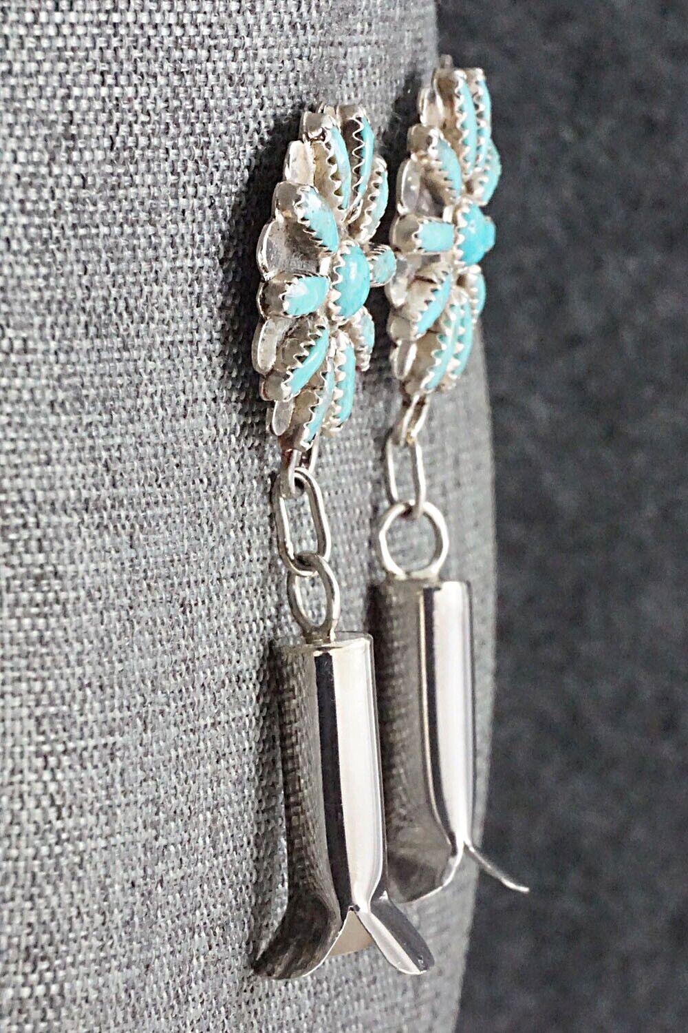 Turquoise & Sterling Silver Earrings - Lavell Byjoe