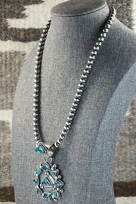 Turquoise Pendant & Sterling Silver Necklace - Tom Lewis