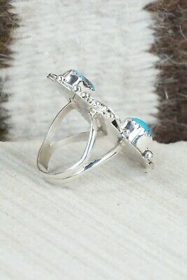 Turquoise & Sterling Silver Ring - Shirley Largo - Size 6.5