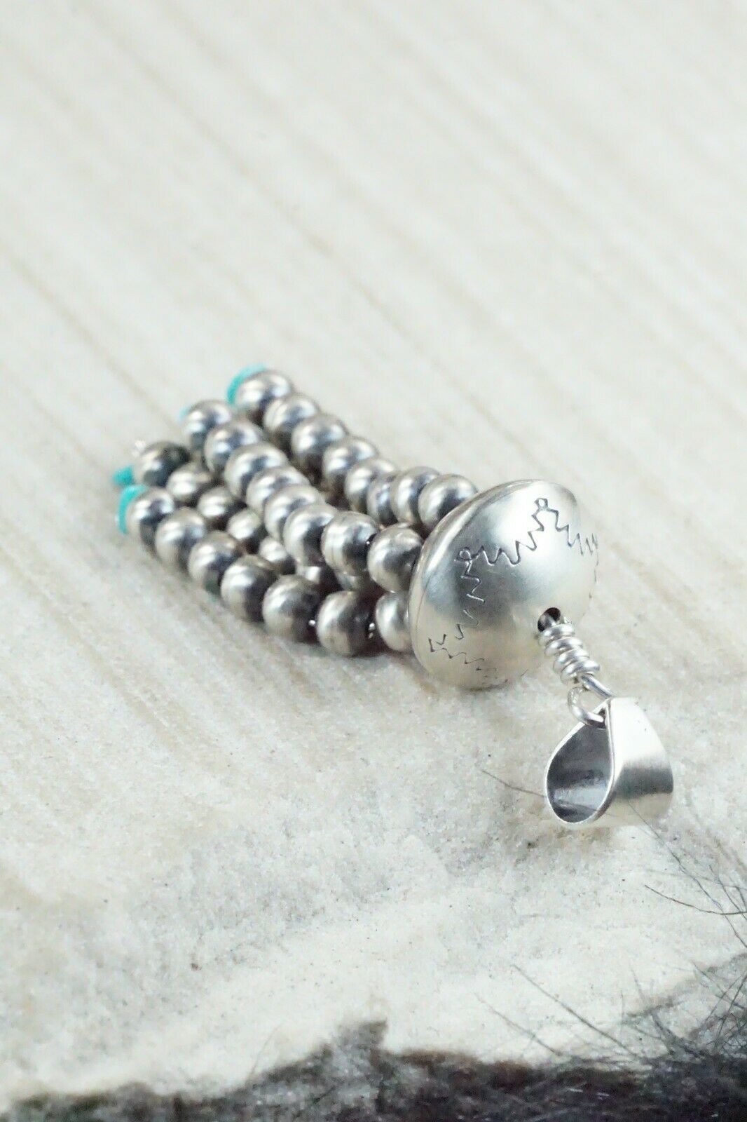 Navajo Turquoise and Sterling Silver Tassel Pendant - Jan Mariano