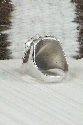 Turquoise, Coral and Sterling Silver Ring - Wilbur Myers - Size 9