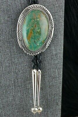Navajo Turquoise & Sterling Silver Bolo Tie - Alvin Joe - High Lonesome Trading