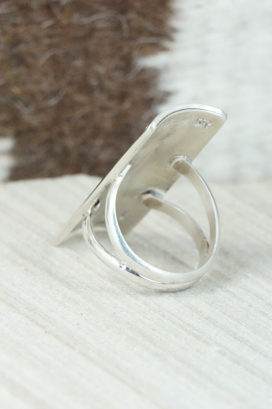 Multi Stone Inlay & Sterling Silver Ring - Quintin Quam Sr - Size 6.75