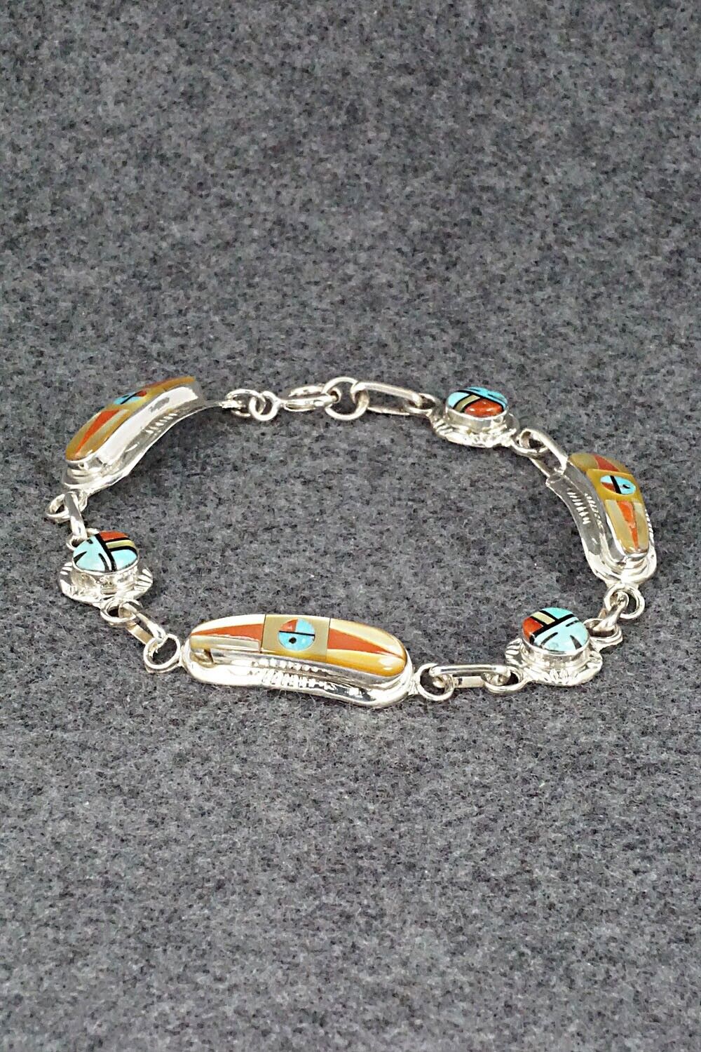 Multi Stone & Sterling Silver Link Bracelet - Patty Edaakie