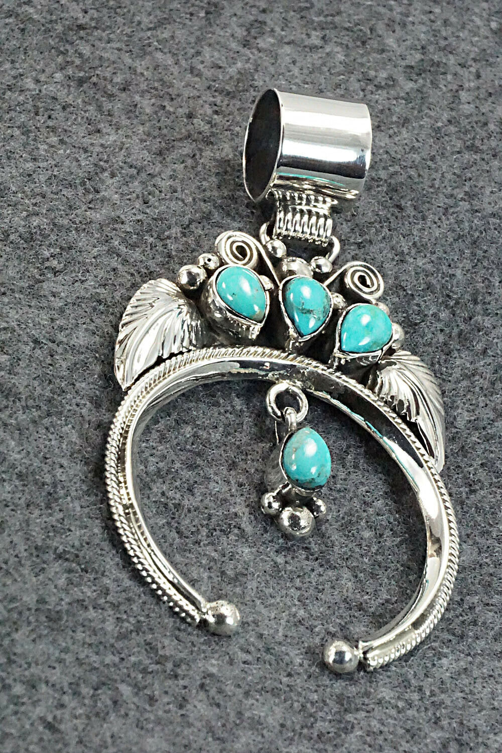 Turquoise and Sterling Silver Naja Pendant - Vernon Johnson