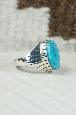 Navajo Turquoise and Sterling Silver Ring - Ray Jack - Size 10.75