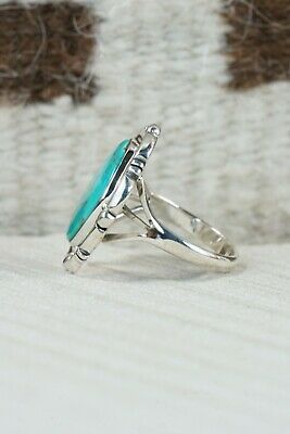 Navajo Turquoise and Sterling Silver Ring - Samuel Yellowhair - Size 10