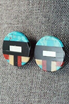 Multi Stone Inlay & Sterling Silver Earrings - Chaslyn Crespin