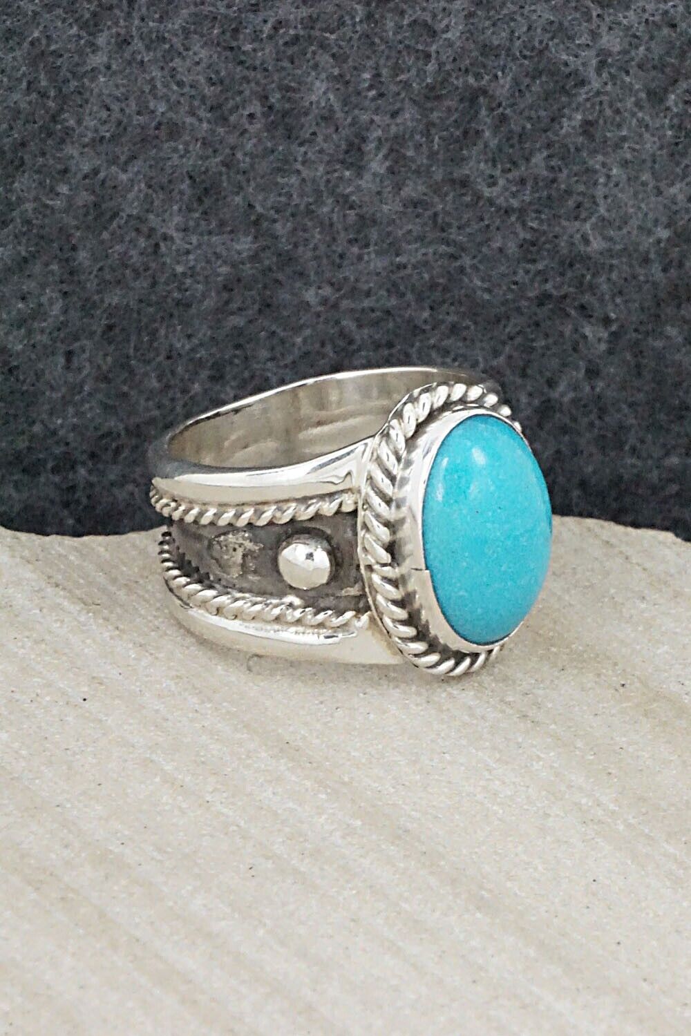 Turquoise & Sterling Silver Ring - Thomas Yazzie - Size 8