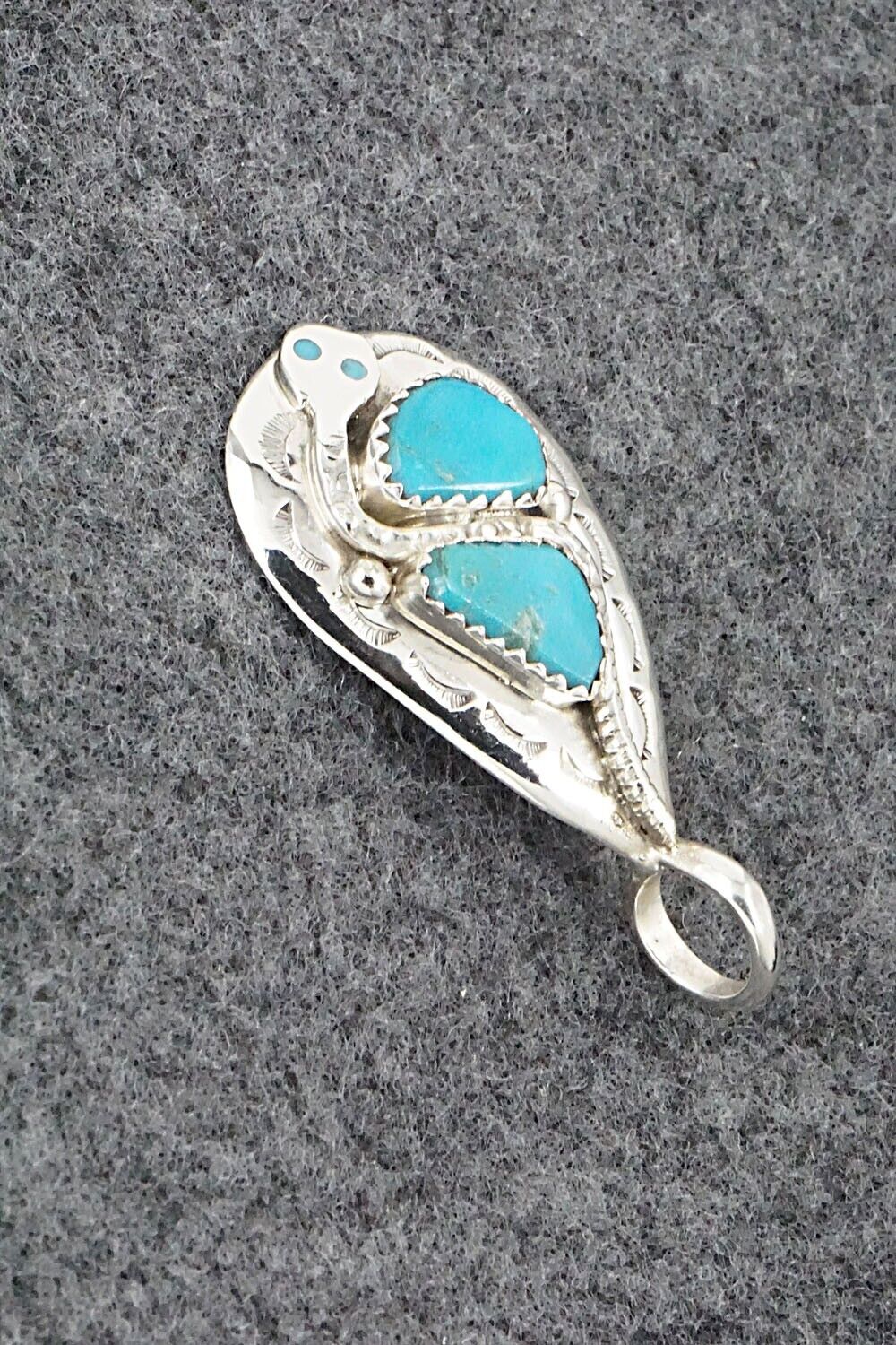 Turquoise and Sterling Silver Pendant - Joy Calavaza