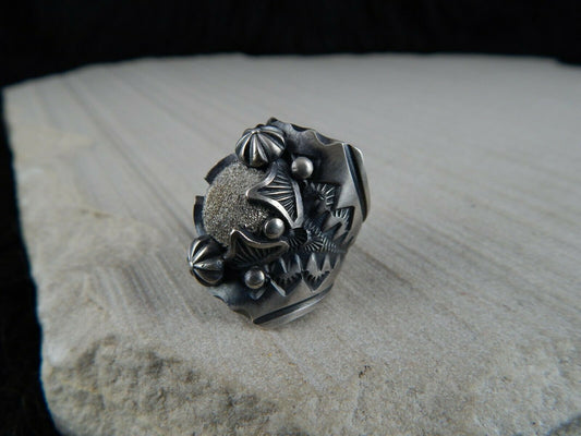 Navajo Sterling Silver Ring - Delbert Gordon - Native American - Size 7.5 - High Lonesome Trading