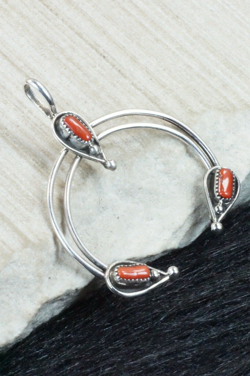 Coral & Sterling Silver Pendant - Priscilla Reeder