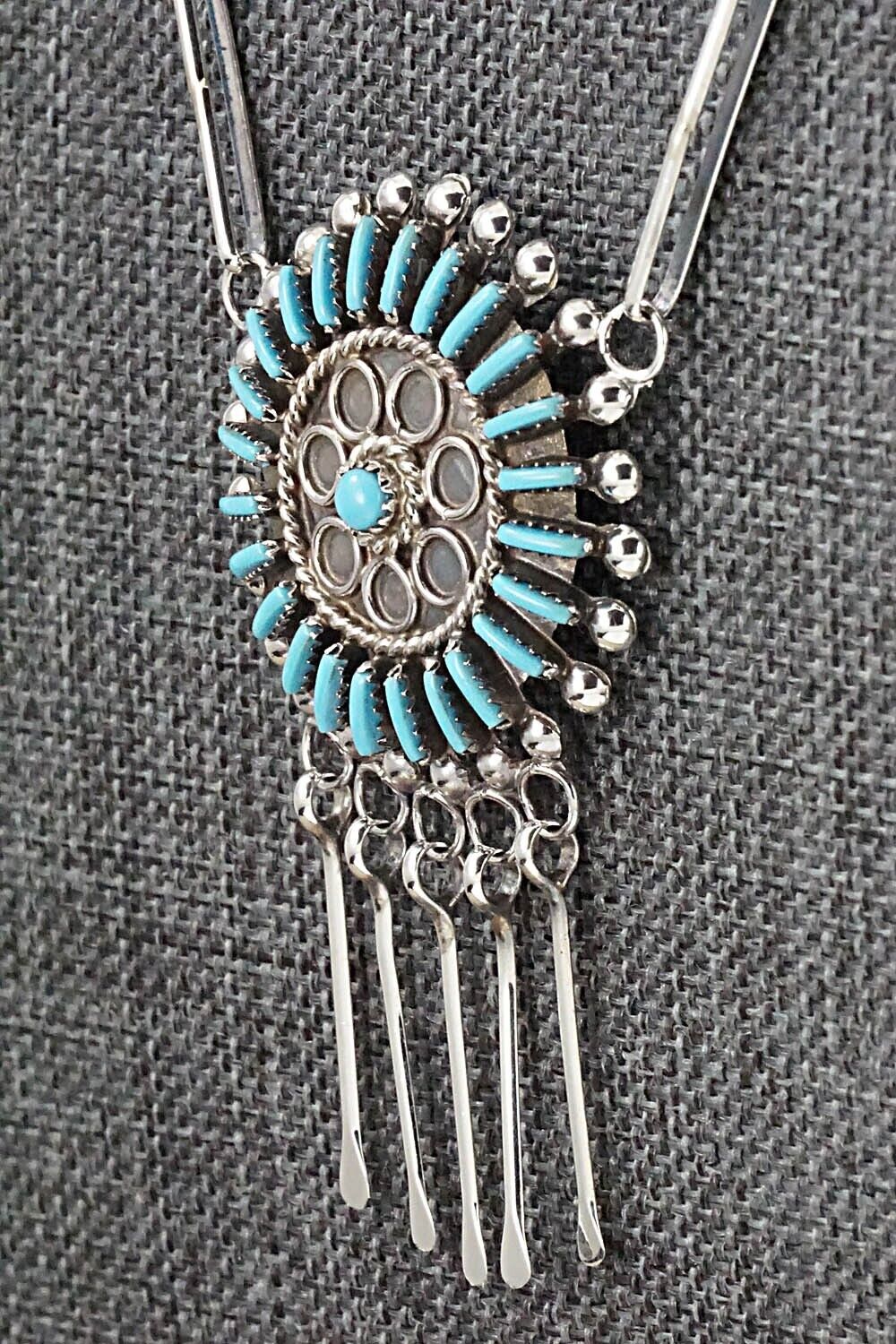 Turquoise & Sterling Silver Necklace and Earrings Set - Philander Gia